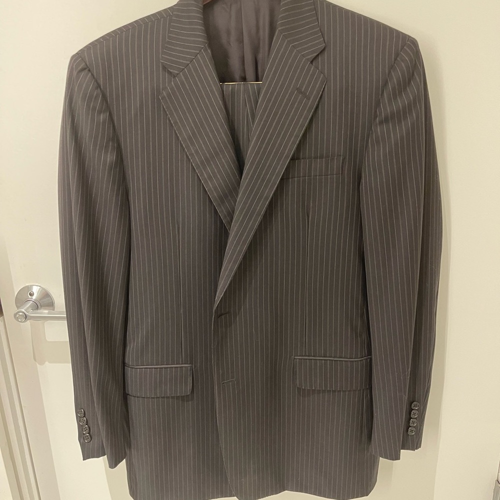 Hickey Freeman Gray Pinstripe Suit